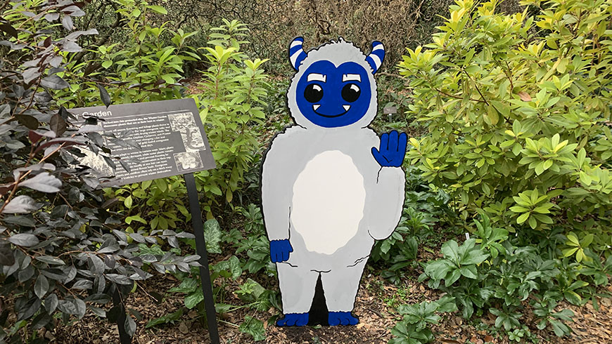 photo of yeti at the JC Raulston Arboretum for the 2022 event: There's a Yeti in the Garden! - Winter Scavenger Hunt