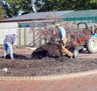 Anne Calta and Bradley Holland prepare the planting area.