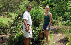 Jon Roethling (left) and Sara Millar (right) clean up the Nandina collection.