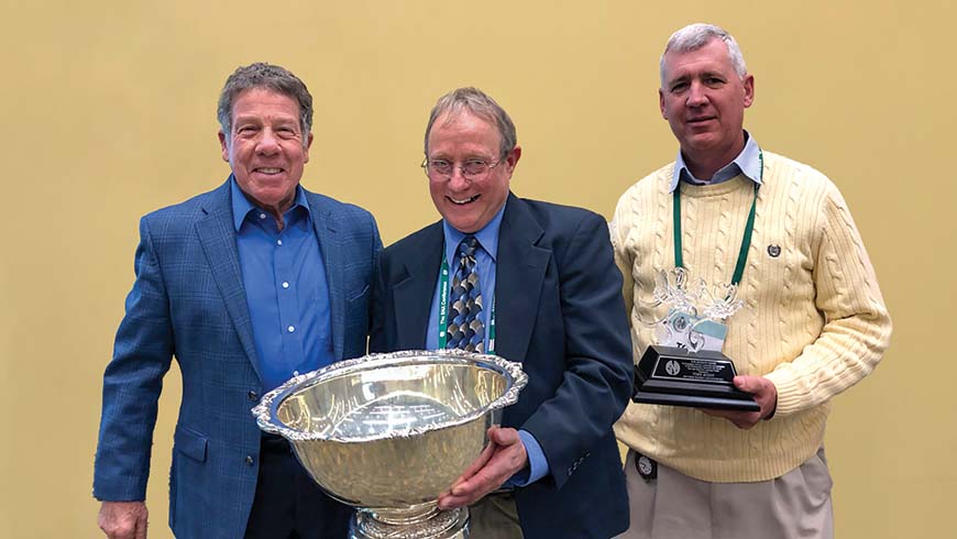 Ted Bilderback (center) and Tony Avent (right) receiving awards