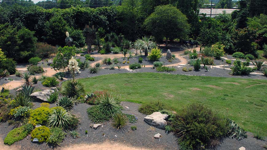 Xeric Garden and Scree Garden from above